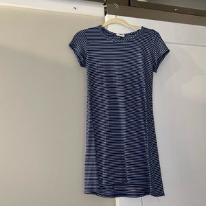 Blue and white striped T-shirt dress